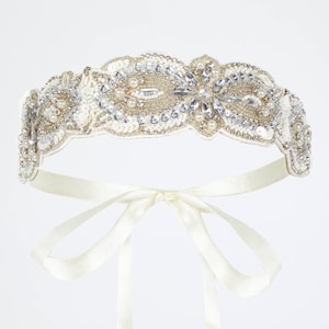 Cream Claire Great Gatsby Flapper Wedding Headband Vintage inspired 20s Beaded Charleston Downton Abbey Wedding Art Deco New HandMade
