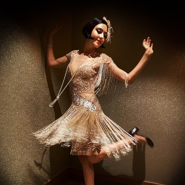 Abito con frange Sybil Blush, età del jazz, anni '20, ispirazione vintage, Grande Gatsby, Art Deco, Charleston, Downton Abbey, damigella d'onore, invitato al matrimonio, Swing Jazz