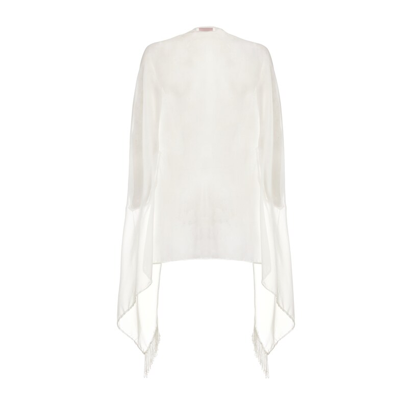 Canada Duty Free Shipping Abigail Off White Fringe Shawl Cape Bolero Shrug with Beaded Armhole 20s Great Gatsby Flapper Art Deco Hand made