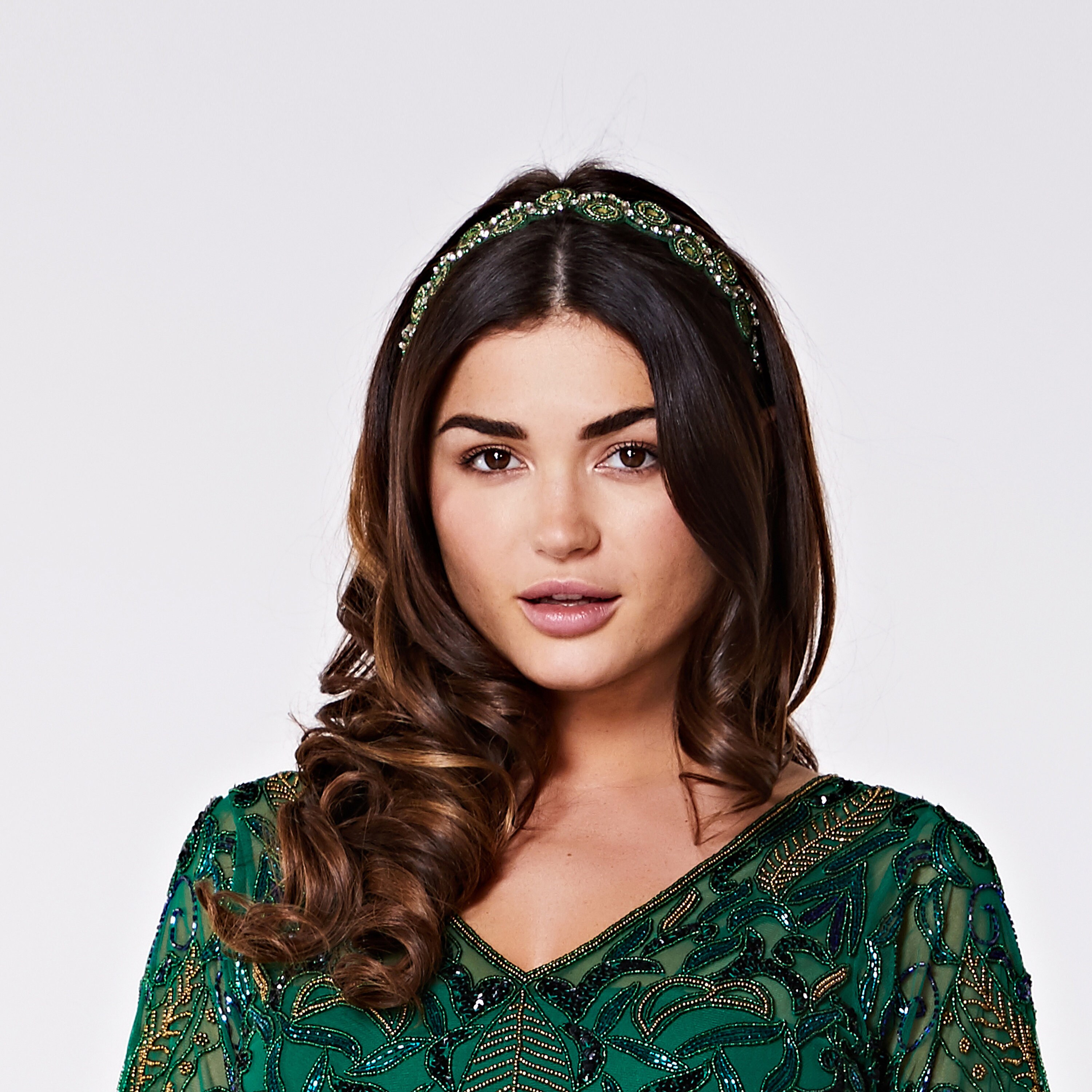Green Gold Eliza Great Gatsby Flapper Wedding Headband Vintage