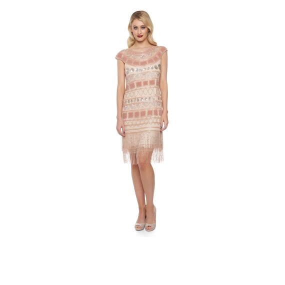 blush fringe dress