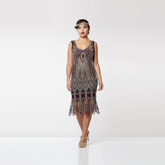 Molly Purple Plum Flapper Dress 20s Great Gatsby Art Deco Etsy