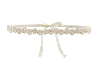 Wedding Sash Belt Ivory Silver April Great Gatsby Flapper Vintage inspired 20s Beaded Charleston Downton Abbey Wedding Art Deco Hand Made