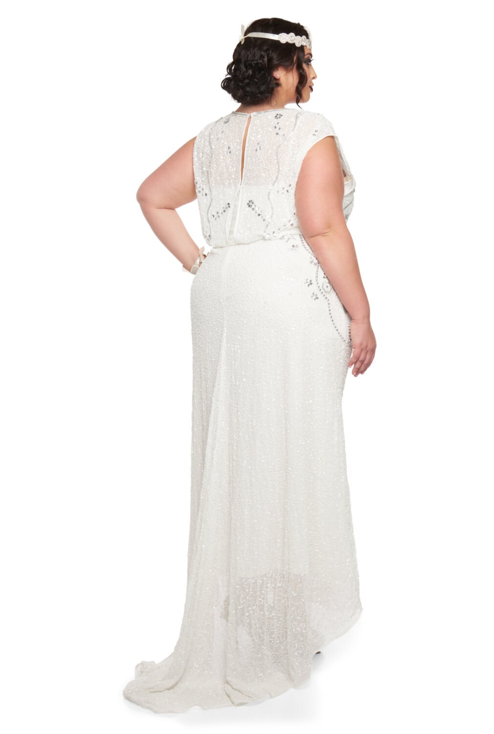 Plus Size Isla Off White Art Deco Wedding Gown Dress Vintage 20s