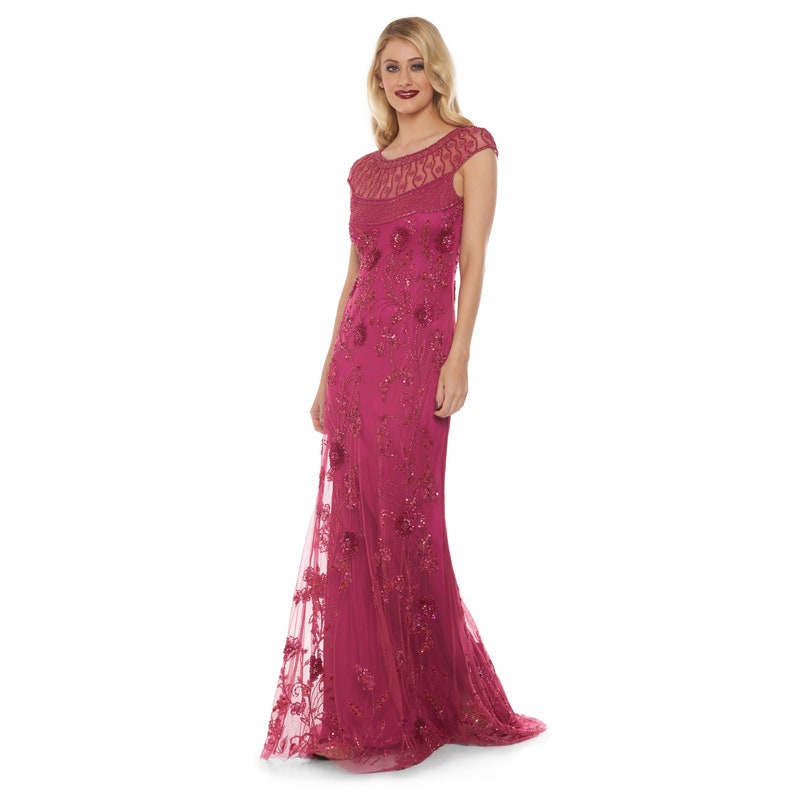 Plus Size US22 UK26 AUS26 EU54 Raspberry Elizabeth Gown Prom Maxi Homecoming Dress 1920s Gatsby Mother of the Bride Bridesmaid Wedding Guest