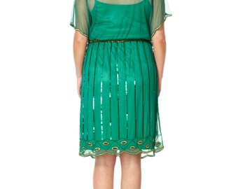 green emerald velvet dress US Warehouse] Dark Green 1920s Sequined Flapper Dress
