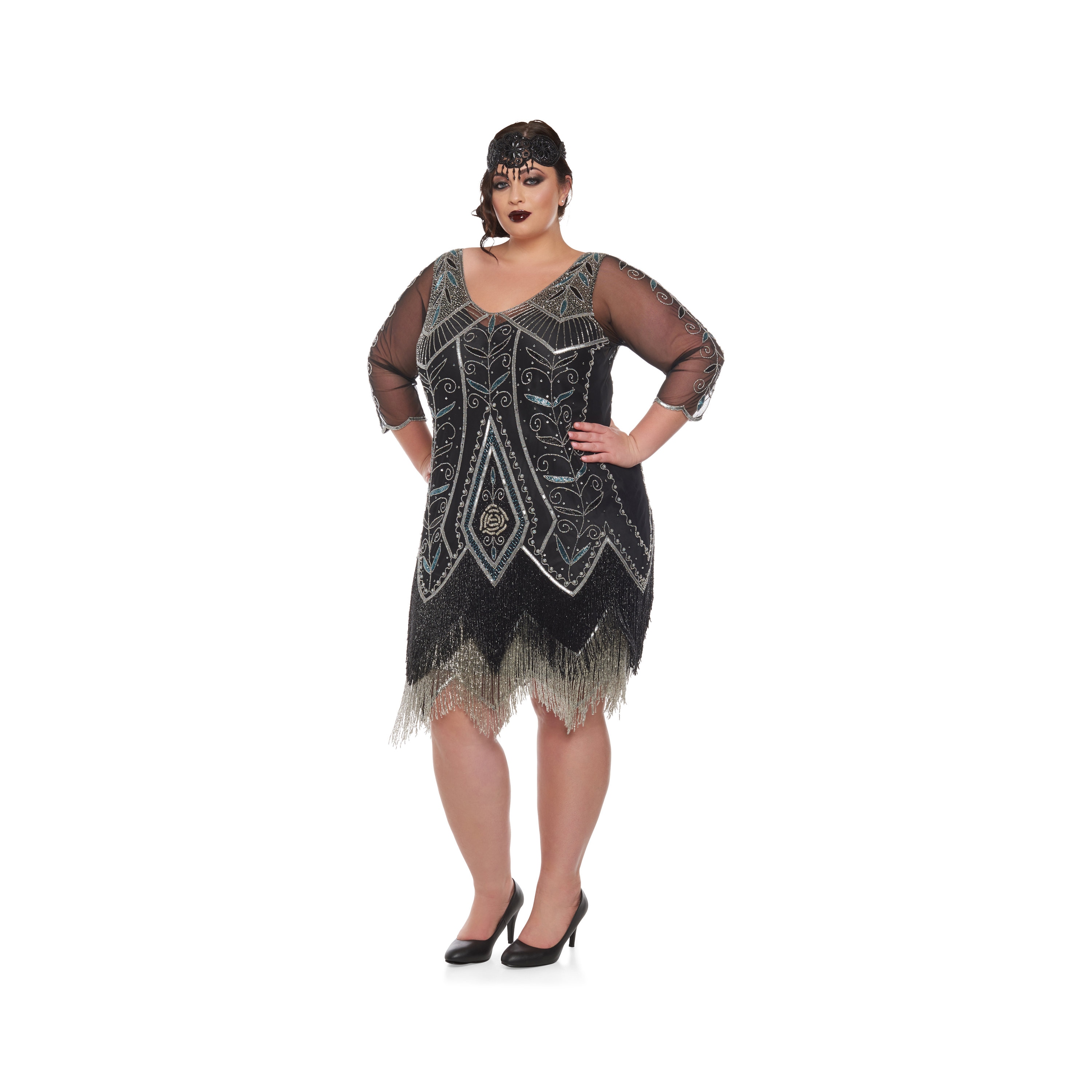 flapper dress with sleeves plus size