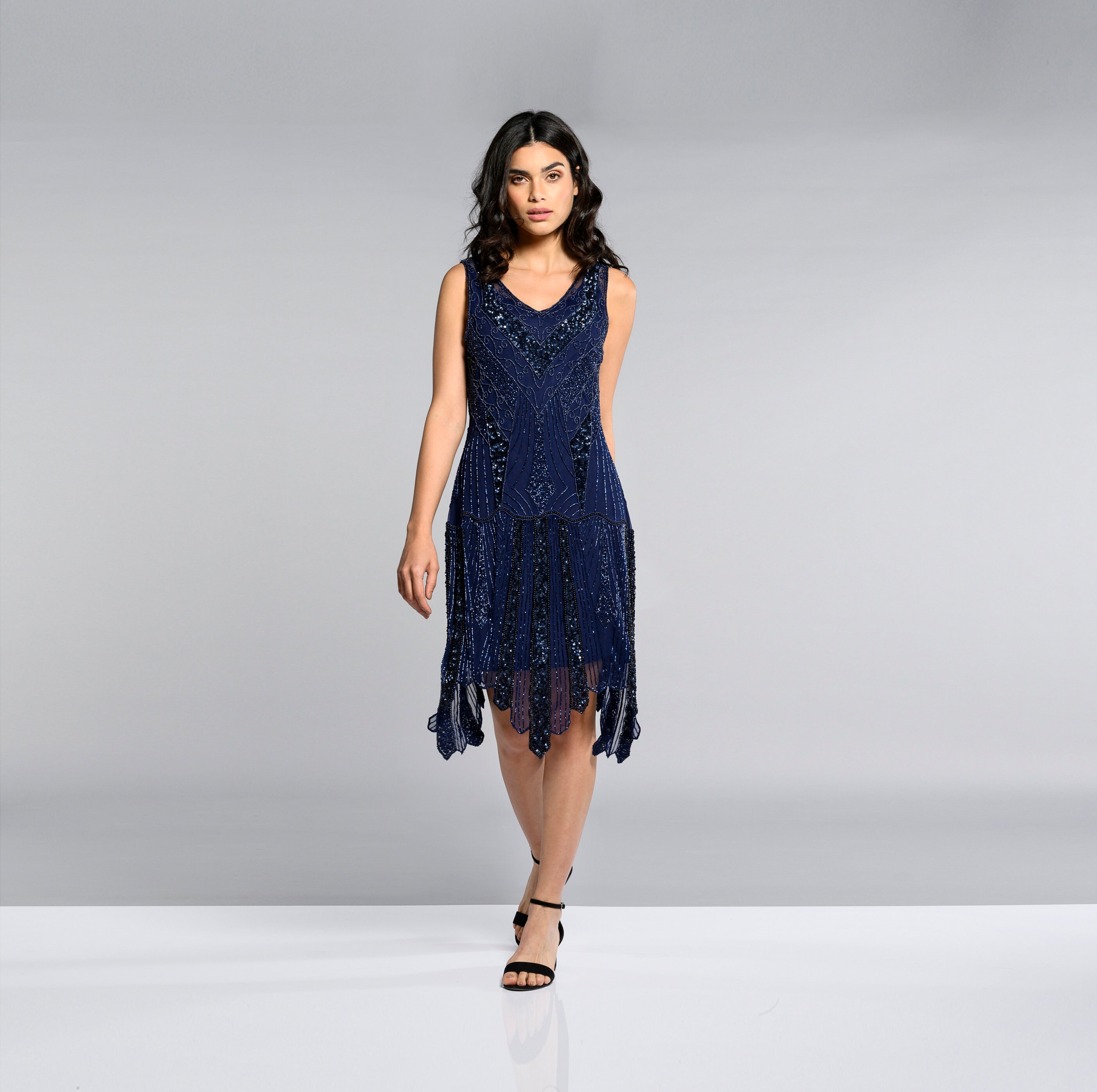 navy 1920s dress