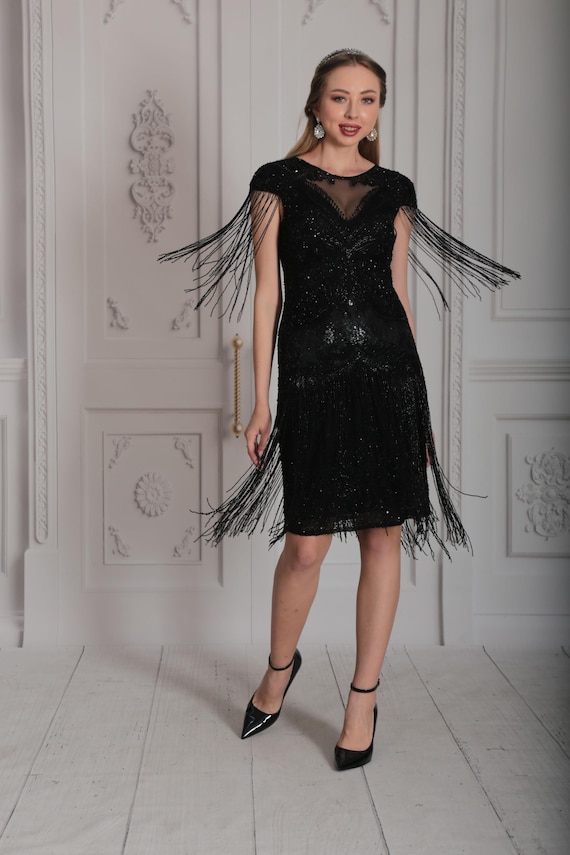 black lace fringe dress Black Fringe Cut Out Lace Up Back Long Sleeves Dress