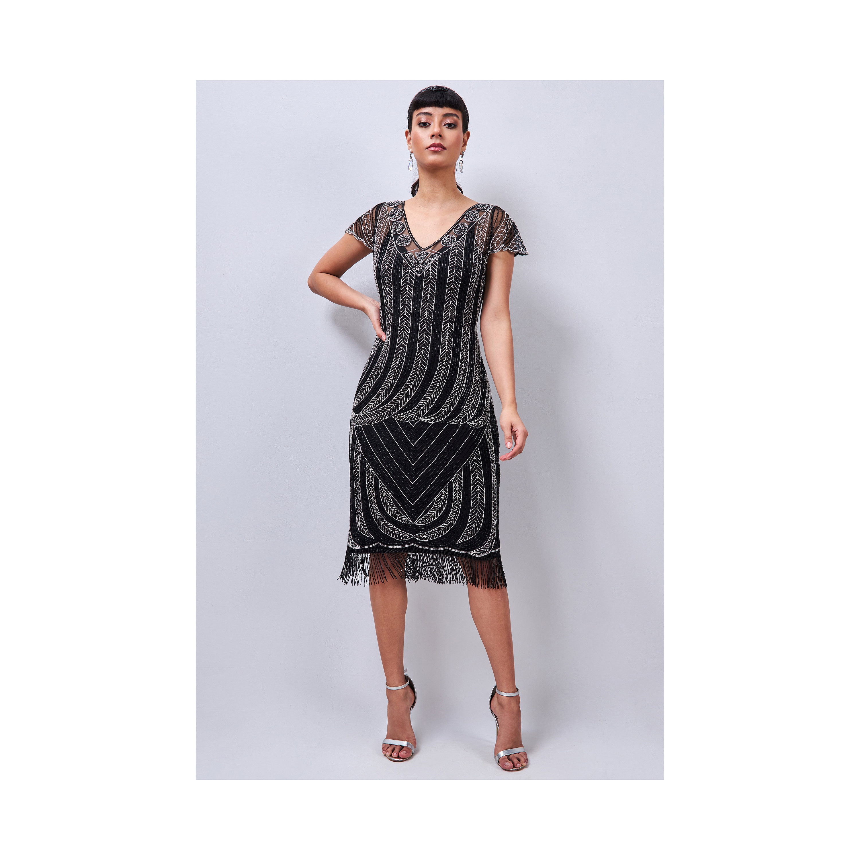 Dorothy Fringe Flapper Dress in Black 
