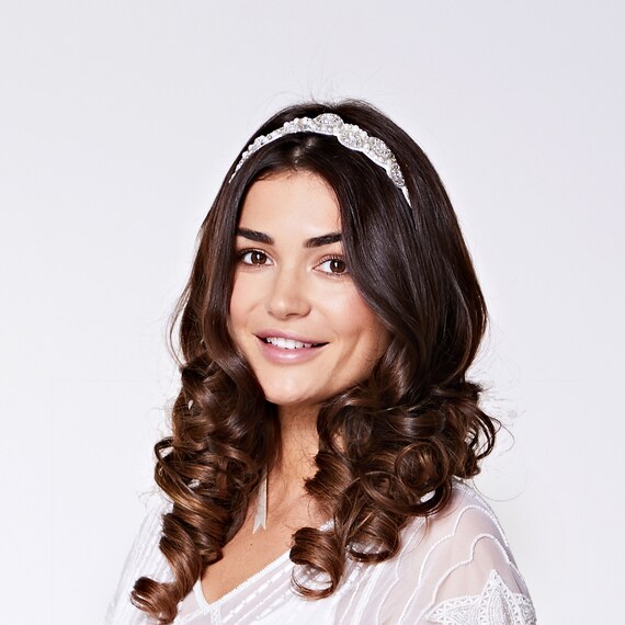 Cream Silver Eliza Great Gatsby Flapper Wedding Headband Etsy