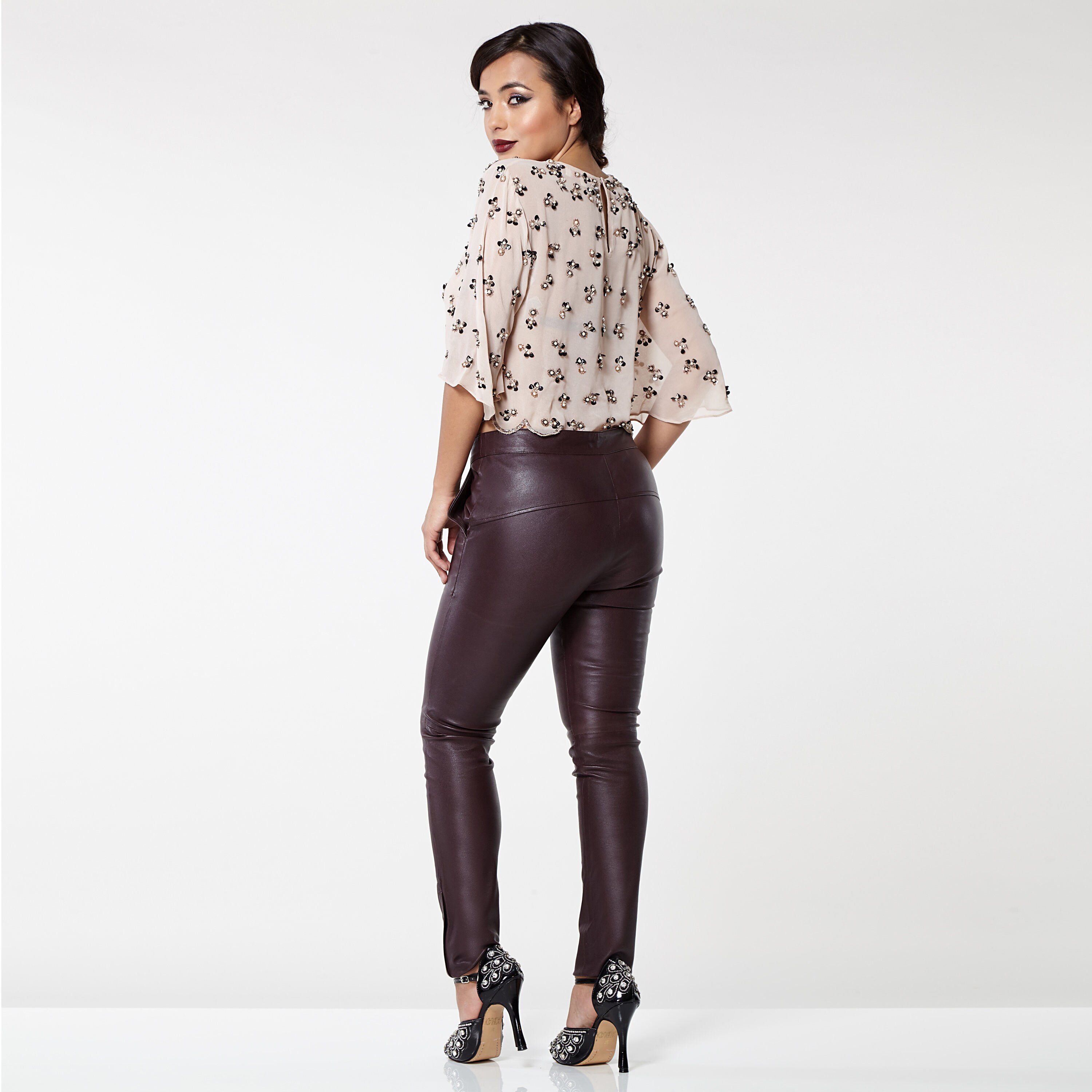 fitted leather trousers