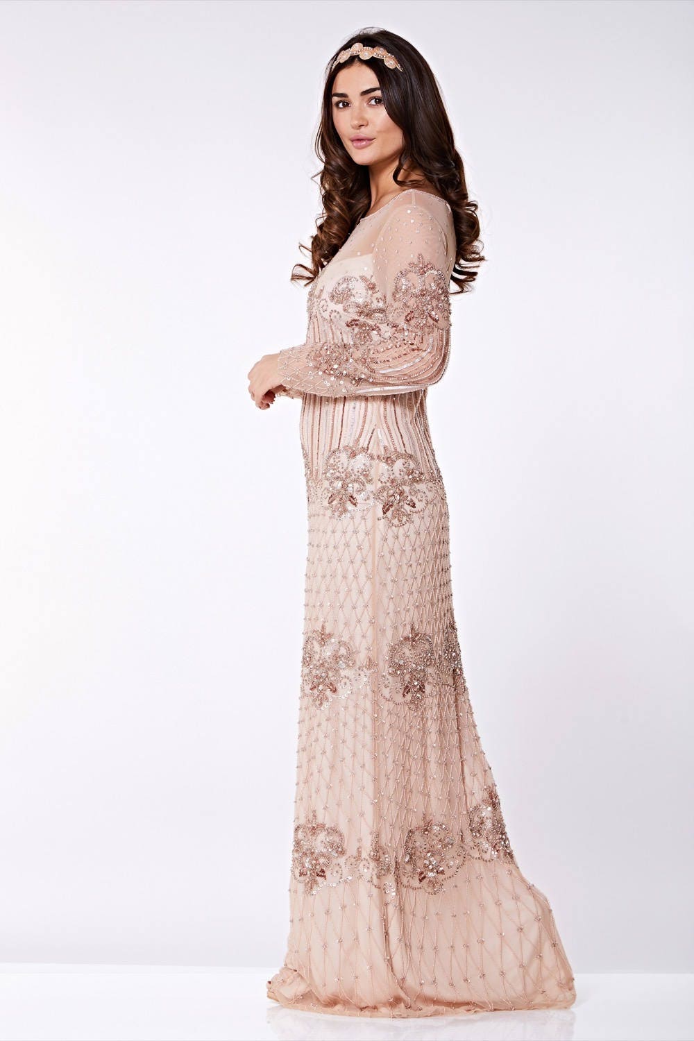 Canada Duty Free Shipping Champagne Prom Maxi Dress Dolores 20s