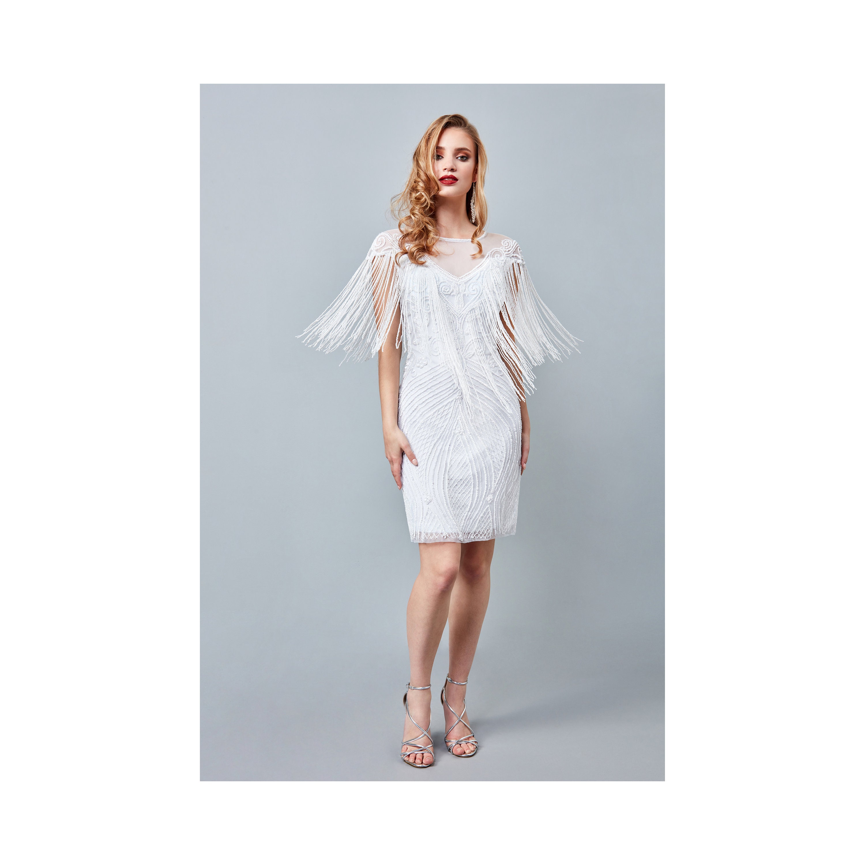 Channel White Bridal Fringe Dress 1920s 