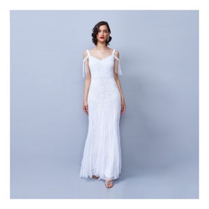 Chloe Wedding Gown Open Back Maxi Prom Dress 1920s Great Gatsby Art Deco Downton Abbey Bridesmaid Wedding reception