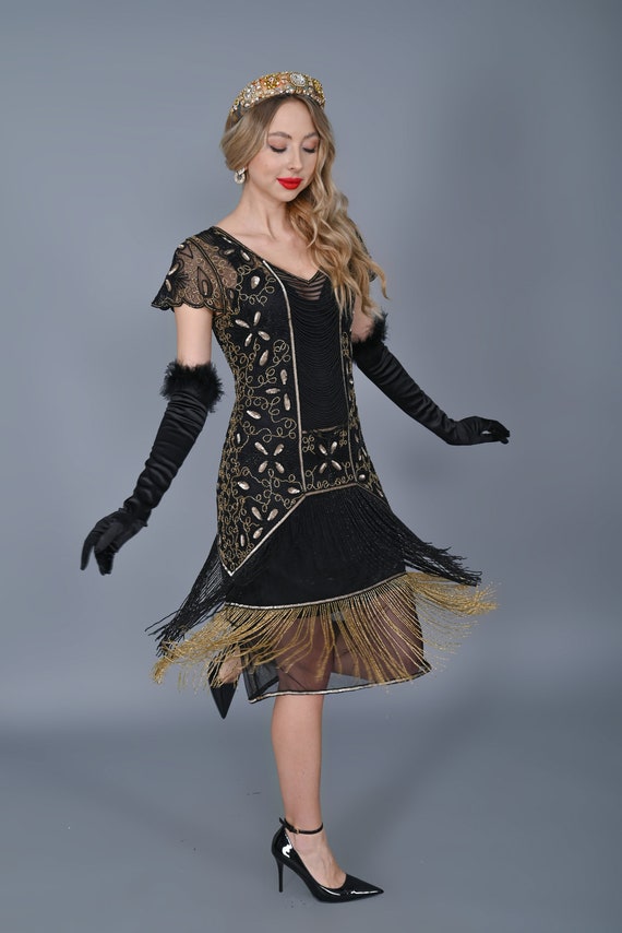 gold and black flapper dress Retro Stage 1920s Flapper Dresses for Women main image 1