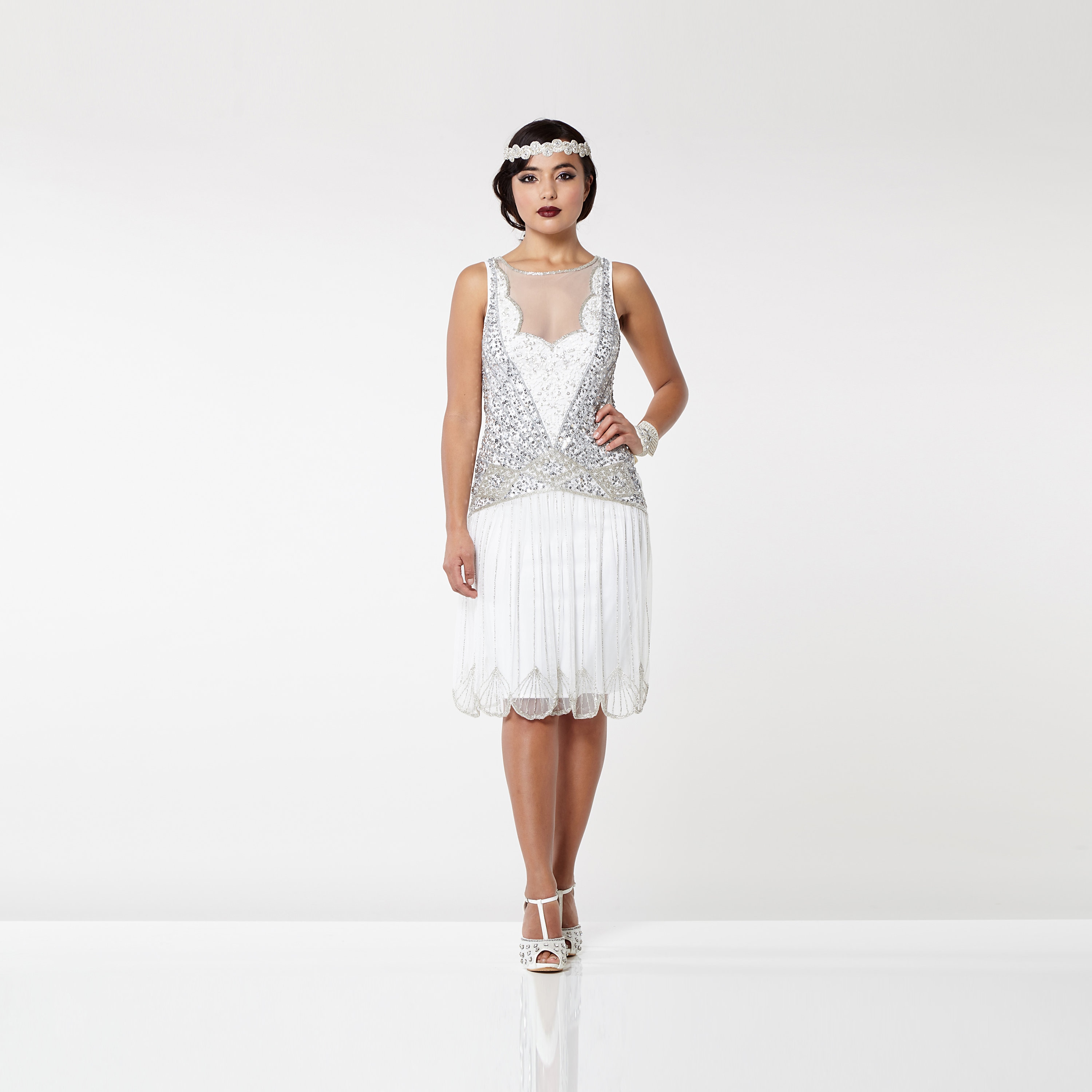 white flapper dress