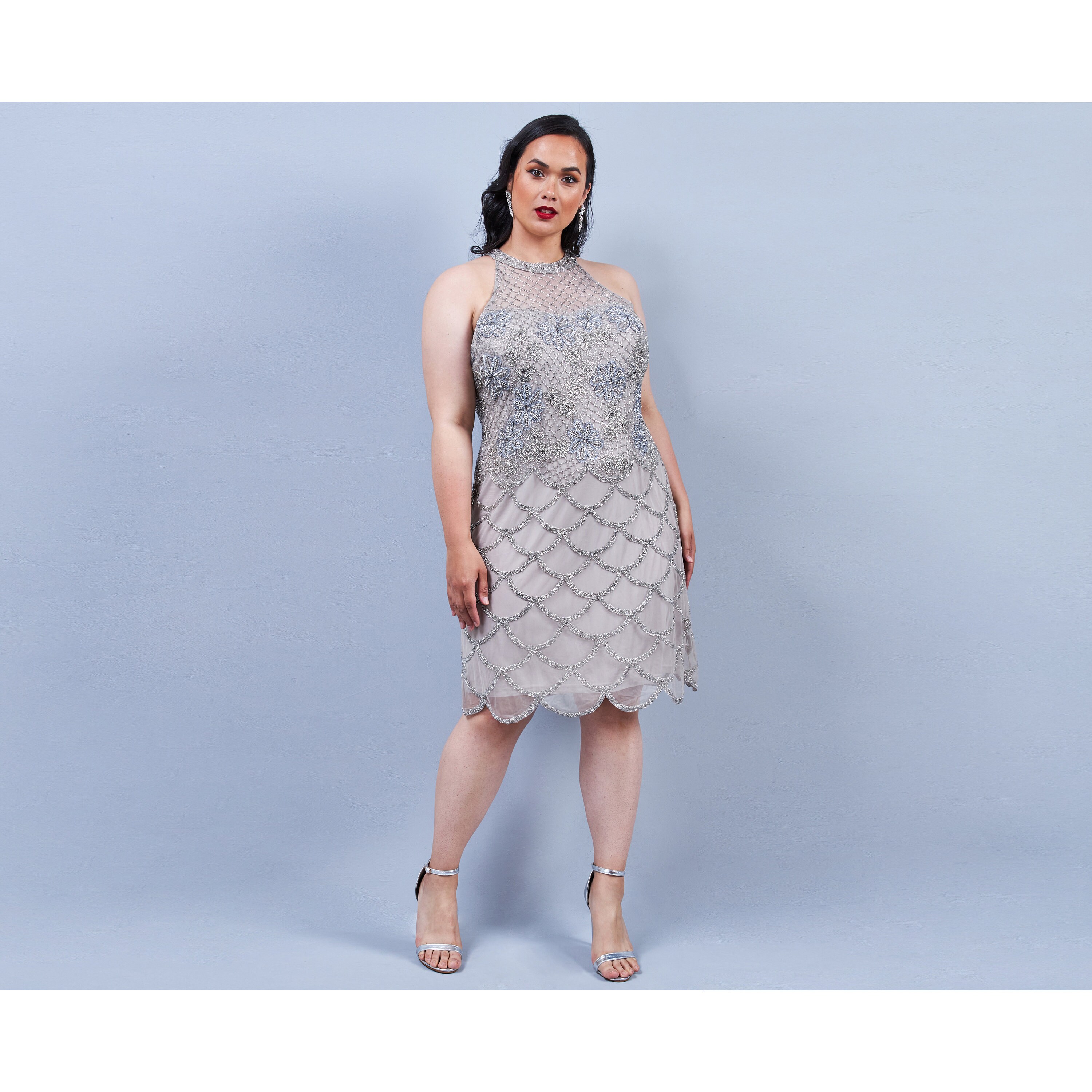 Plus Size Grey Silver Flapper Maddie 