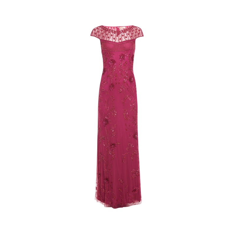 Plus Size US22 UK26 AUS26 EU54 Raspberry Elizabeth Gown Prom Maxi Homecoming Dress 1920s Gatsby Mother of the Bride Bridesmaid Wedding Guest