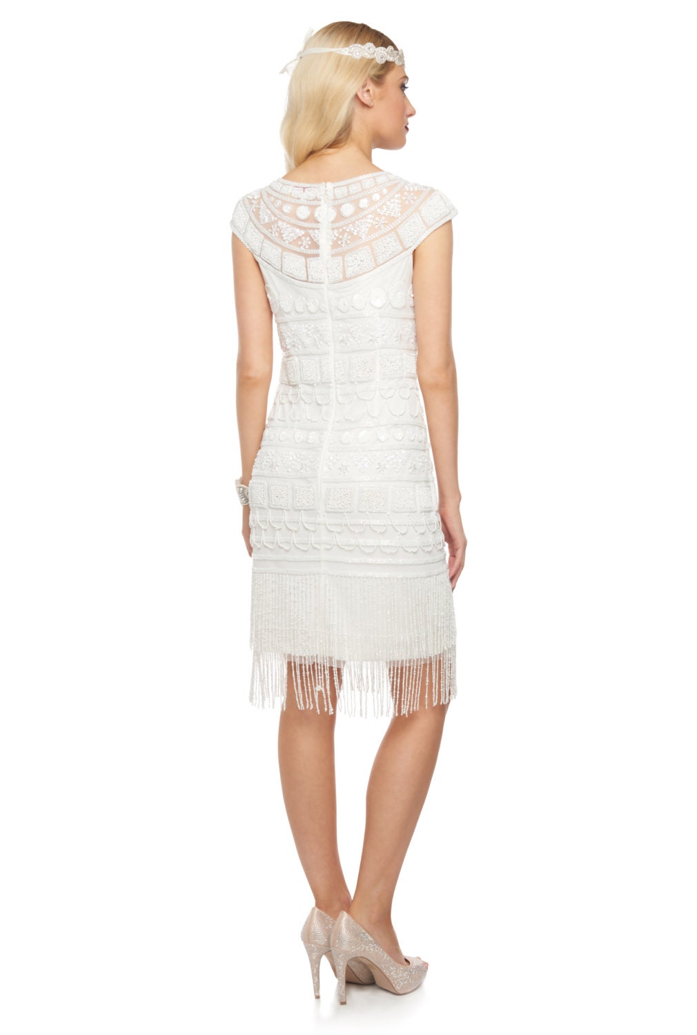 plus size white fringe dress