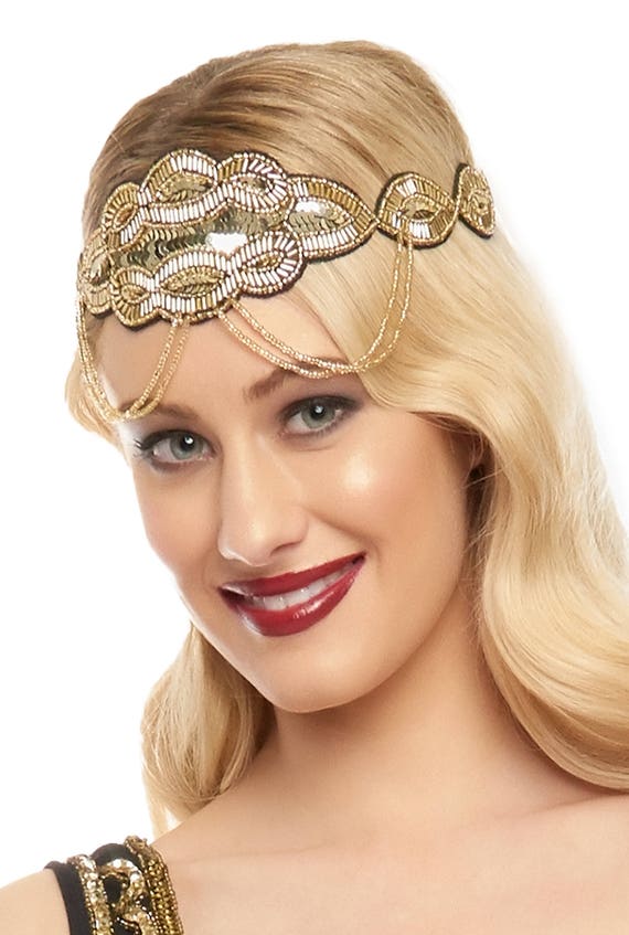 Gold Sequin Flapper Headband Gold Sequin Flapper Headband