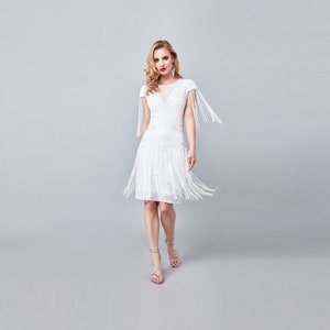 Sybil Wedding Fringe Dress 1920s Vintage inspired Great Gatsby Art Deco Charleston Downton Abbey Bridesmaid Bridal
