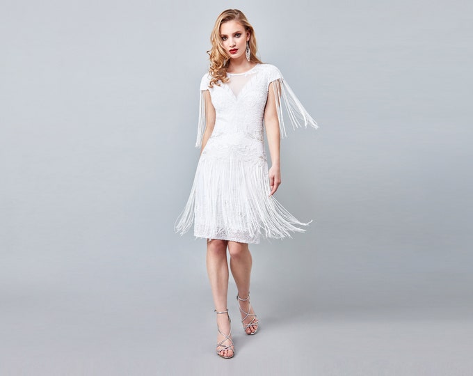 Sybil Wedding Fringe Dress 1920s Vintage inspired Great Gatsby Art Deco Charleston Downton Abbey Bridesmaid Bridal