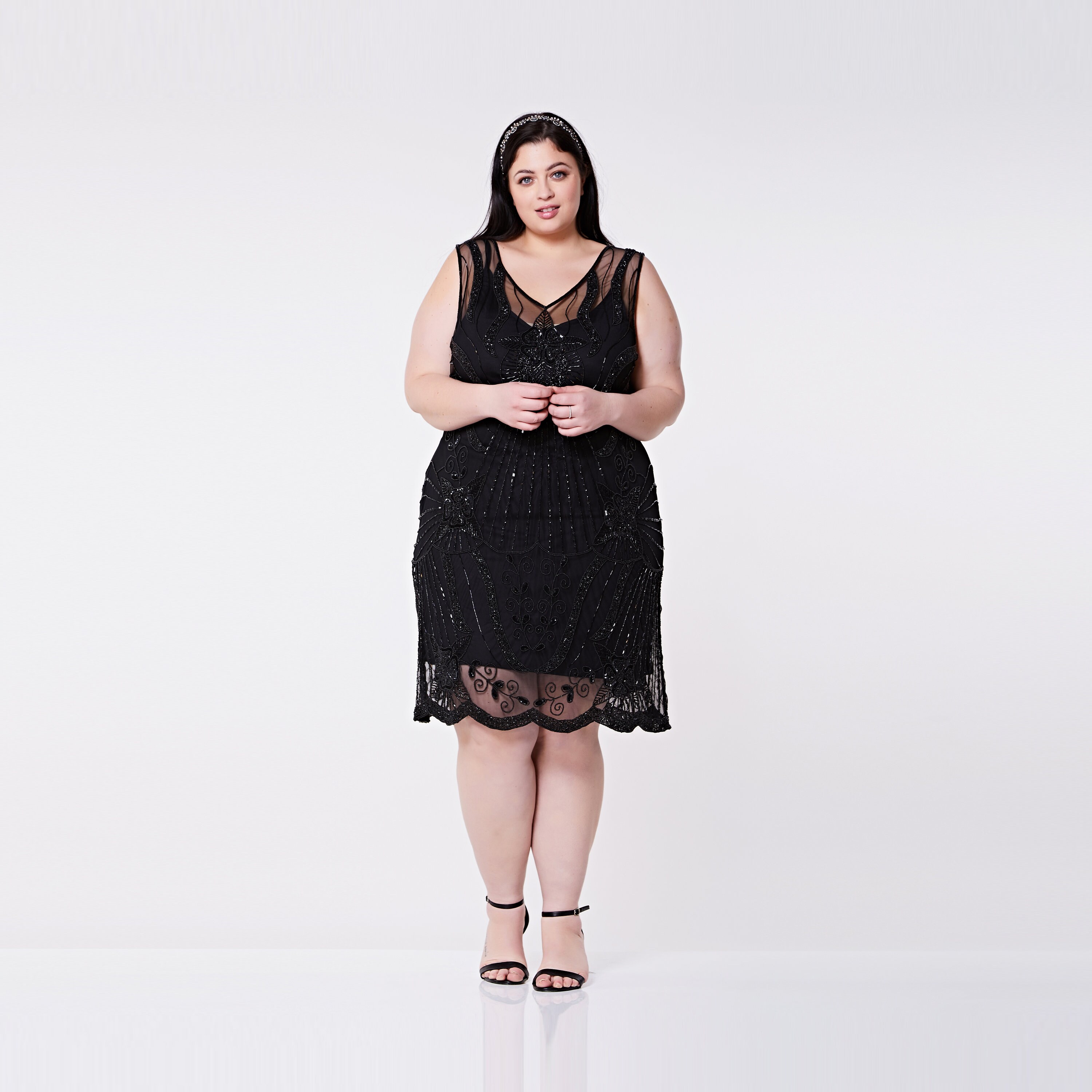plus size black flapper dress