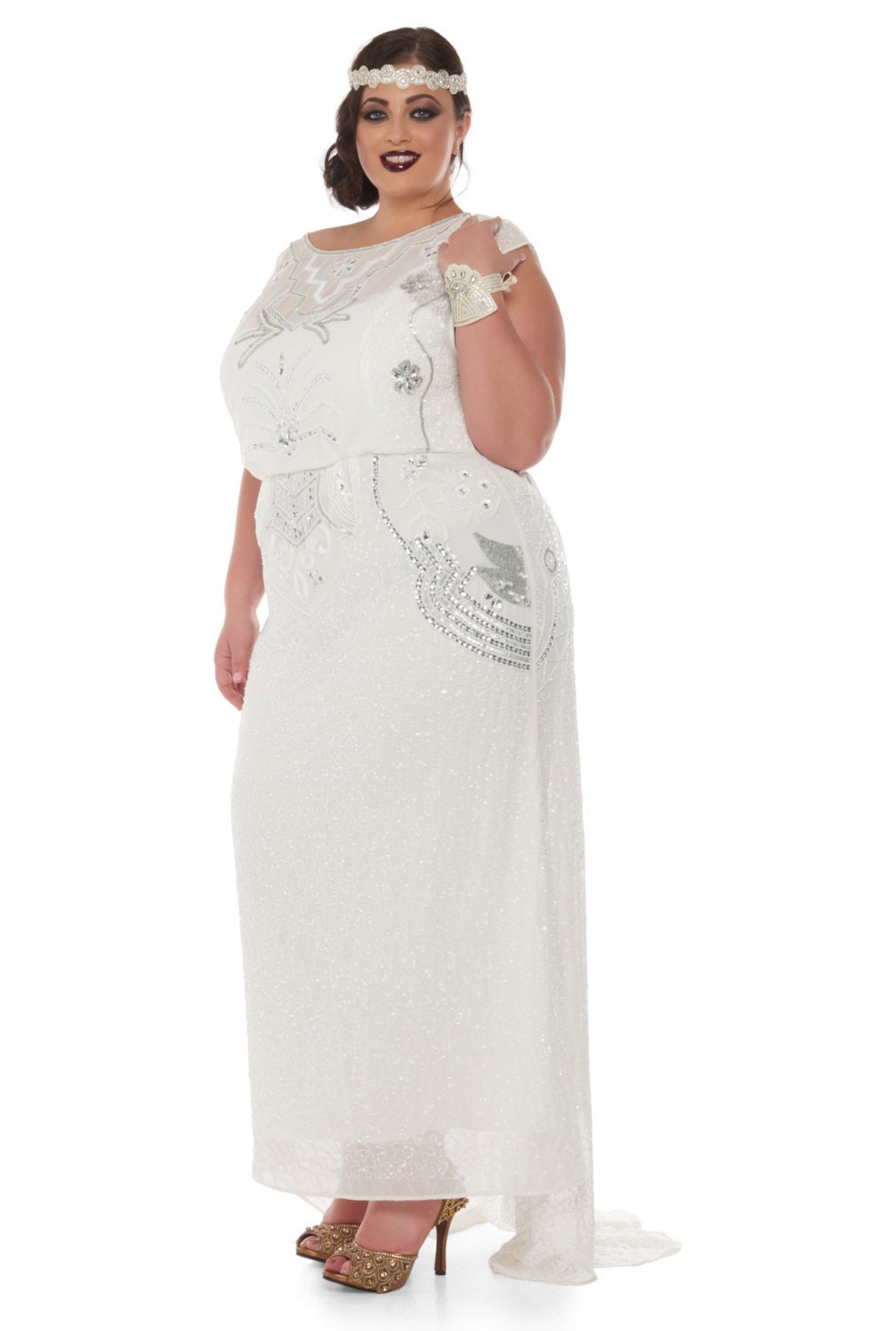 plus size white flapper dress