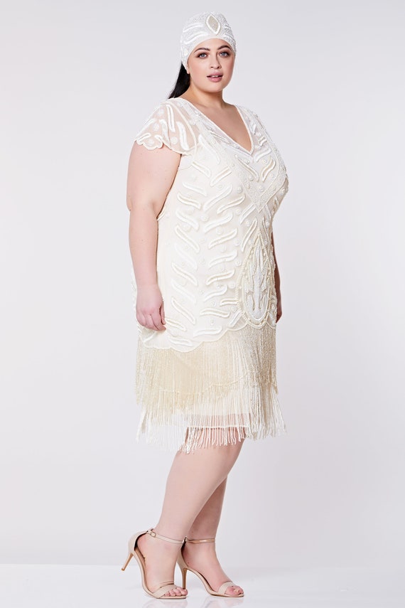 plus size cream dress