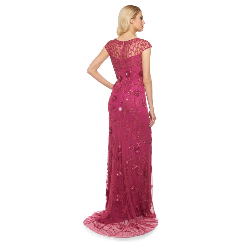 Plus Size US22 UK26 AUS26 EU54 Raspberry Elizabeth Gown Prom Maxi Homecoming Dress 1920s Gatsby Mother of the Bride Bridesmaid Wedding Guest