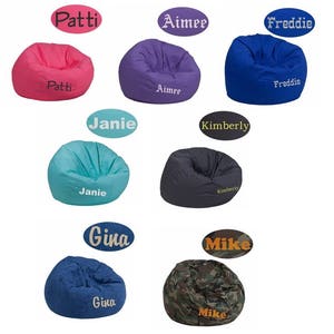 kids Size personalized bean bag chairs embroidered chairs image 1