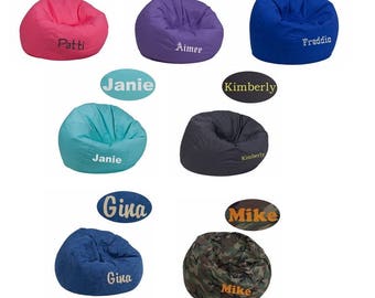 kids Size personalized bean bag chairs- embroidered chairs