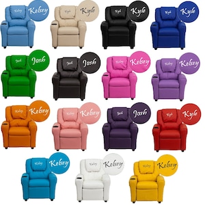 Kids Personalized Recliner Arm Chairs Embroidered Chairs image 1