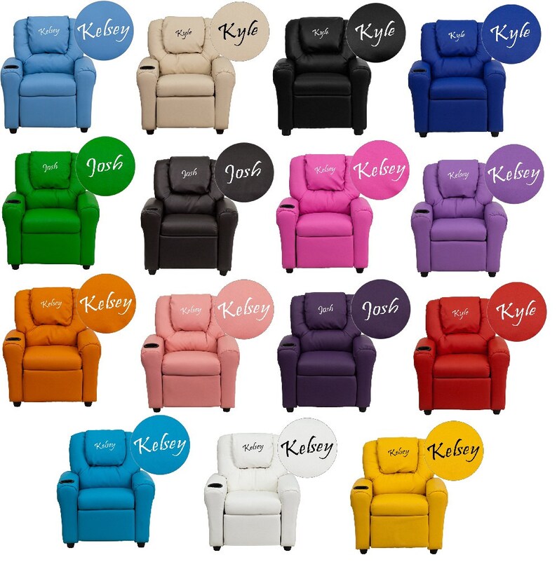 Kids Personalized Recliner Arm Chairs Embroidered Chairs Etsy