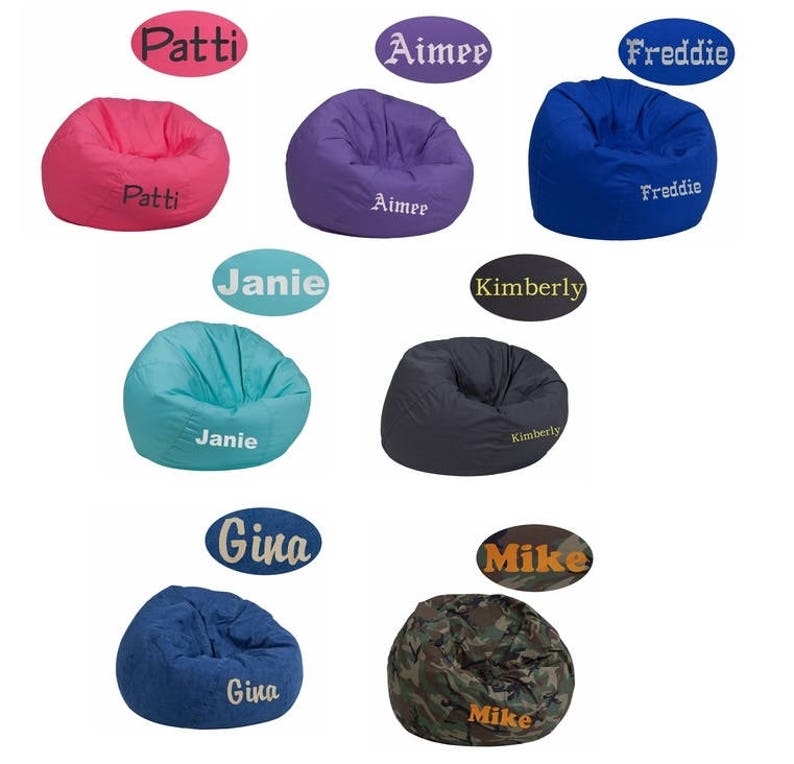 kids Size personalized bean bag chairs embroidered chairs image 1