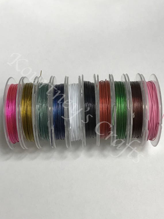 Mixed Colorful 10 Rolls X 10M Tiger Tail Wire 0.38mm