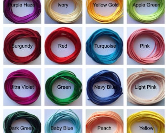 2mm 13 yards Multiple Color Options Satin Rattail Cord Size 2mm Length 13yds per bundle