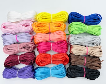 18 mix color 2mm Satin Rattail Nylon Cord Size 2mm 5 yards x 18 colors total 90 yards Kumihimo, Chinese Knot