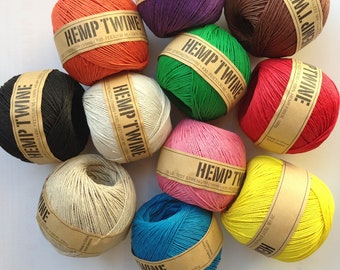 1mm 143 yards Balls of Hemp Twine Cord 1mm, Multiple dyed colors to choose from 430ft/143yds