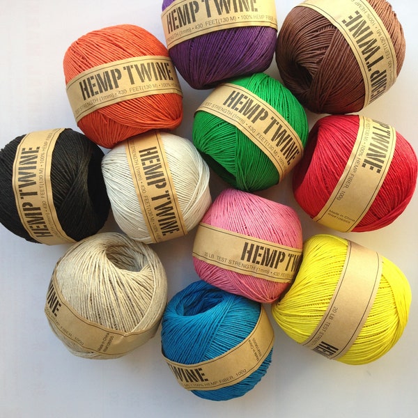1mm 143 yards Balls of Hemp Twine Cord 1mm, Multiple dyed colors to choose from 430ft/143yds