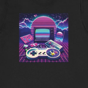 Maglietta Vaporwave SNES Controller, maglietta da giocatore retrò anni '90