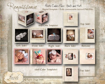 Photo Cube templates for photographers - Renaissance (8x8 & 4x4 inch cubes)