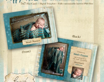 SOFORTIGER DOWNLOAD - 5x7 Baby Geburt Ankündigung Karte Photoshop Vorlage - Puppy Tales
