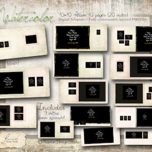 Modelo de álbum 10x10 para fotógrafos - Álbum Aquarela