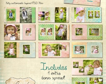 10x10 Album template for photographers - Vintage Gingham Album