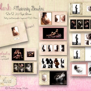12x12 Layflat Maternity Boudoir Album template for photographers - Blush Album