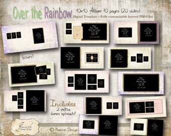 10x10 Album template for photographers - Over the Rainbow Album