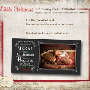 DESCARGA INSTANTE - Plantilla de Photoshop de tarjeta de Navidad delgada 4x8 - Pequeña Navidad