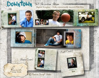 Plantilla de álbum de acordeón 3x3 para fotógrafos - Álbum de acordeón para personas mayores del centro